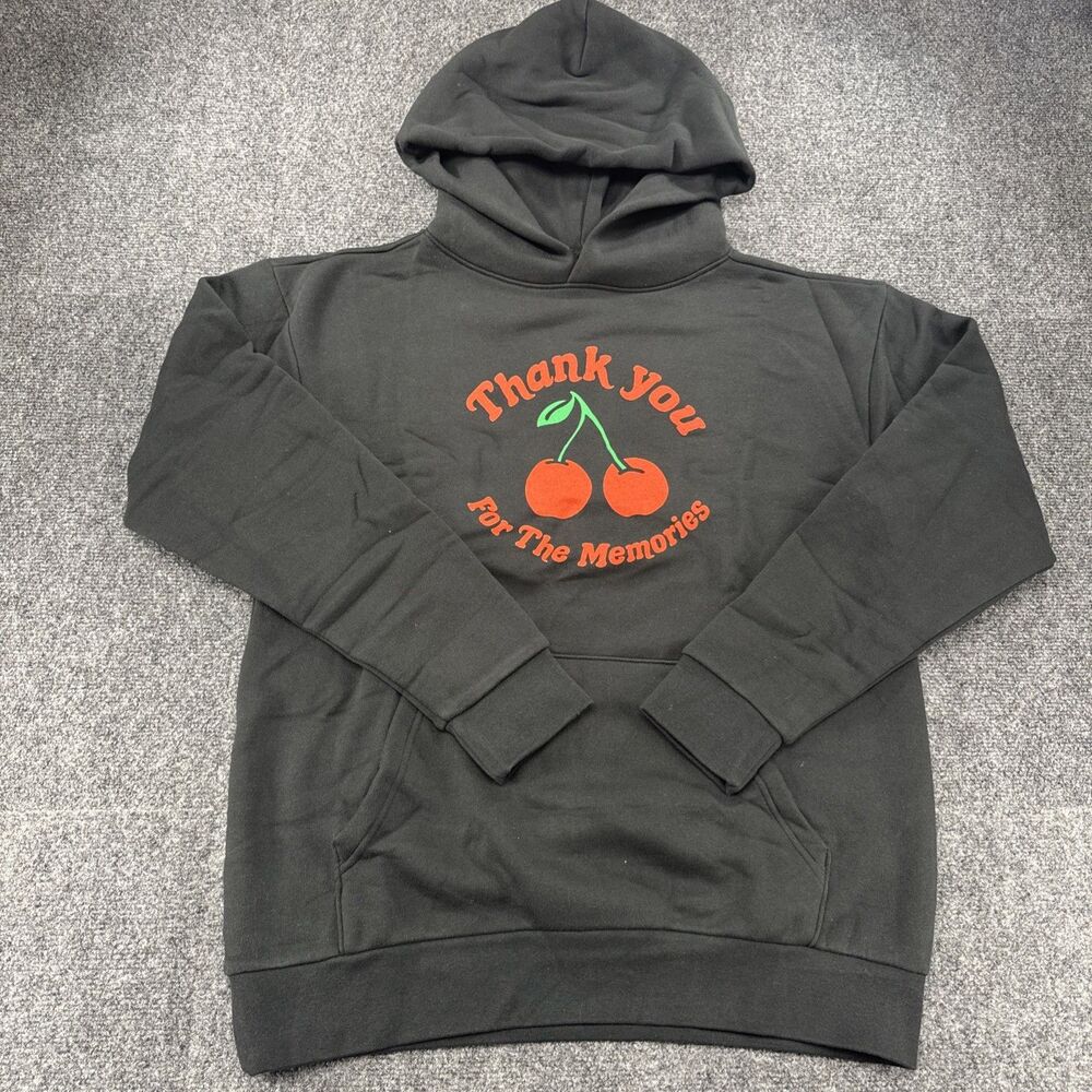 Market Cherry Thank You For The Memories Hoodie XS Black Oversized Graphic NWT